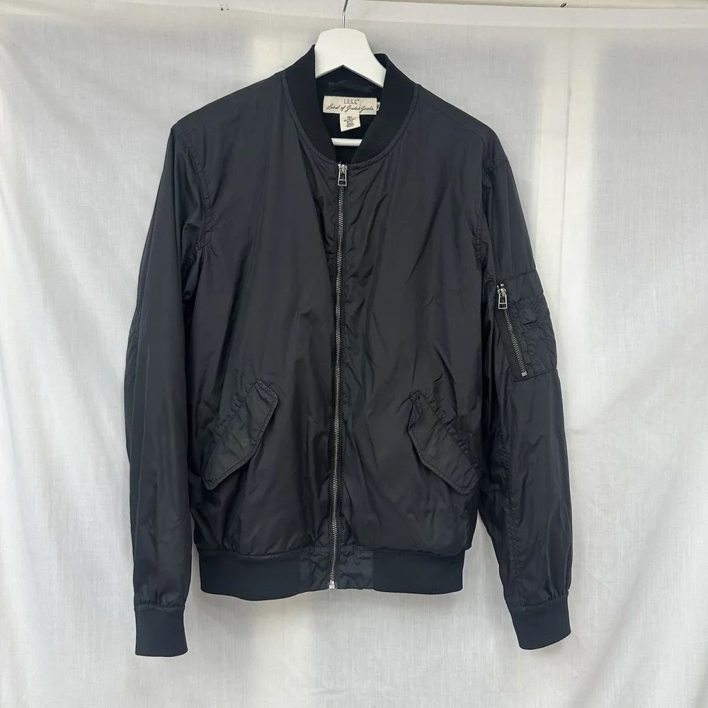 H&M L.OGG Men's Black Bomber Jacket, Size Small Unisex Mens Womens Fast Ship!